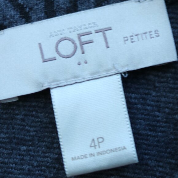 LOFT Petite Grey Black Fan Print Thick Cotton Knit Blend Sleeveless Dress Sz 4P - Picture 4 of 5